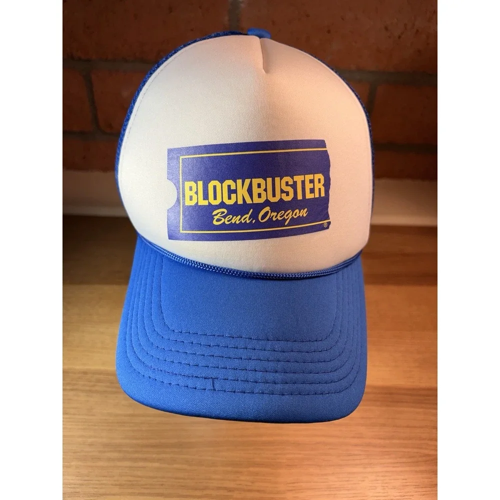 Vintage Blockbuster Video Hat Trucker Cap 80s Mesh Snap Back Royal Blue Oregon